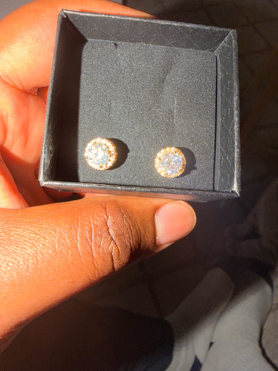 Customer photo review of 6MM Halo Moissanite Earrings