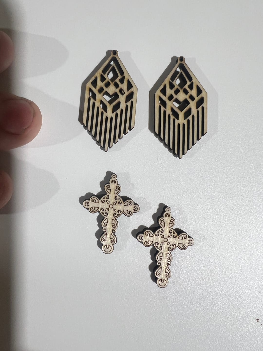 Customer photo review of 135 Laser Cut Geometric Earrings SVG