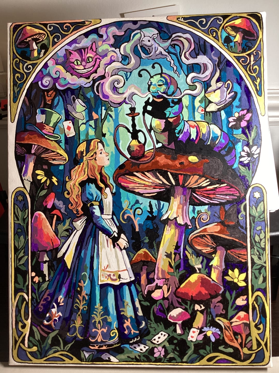 Customer photo review of Alice Caterpillar Cheshire Mushrooms (Paint by Numbers)