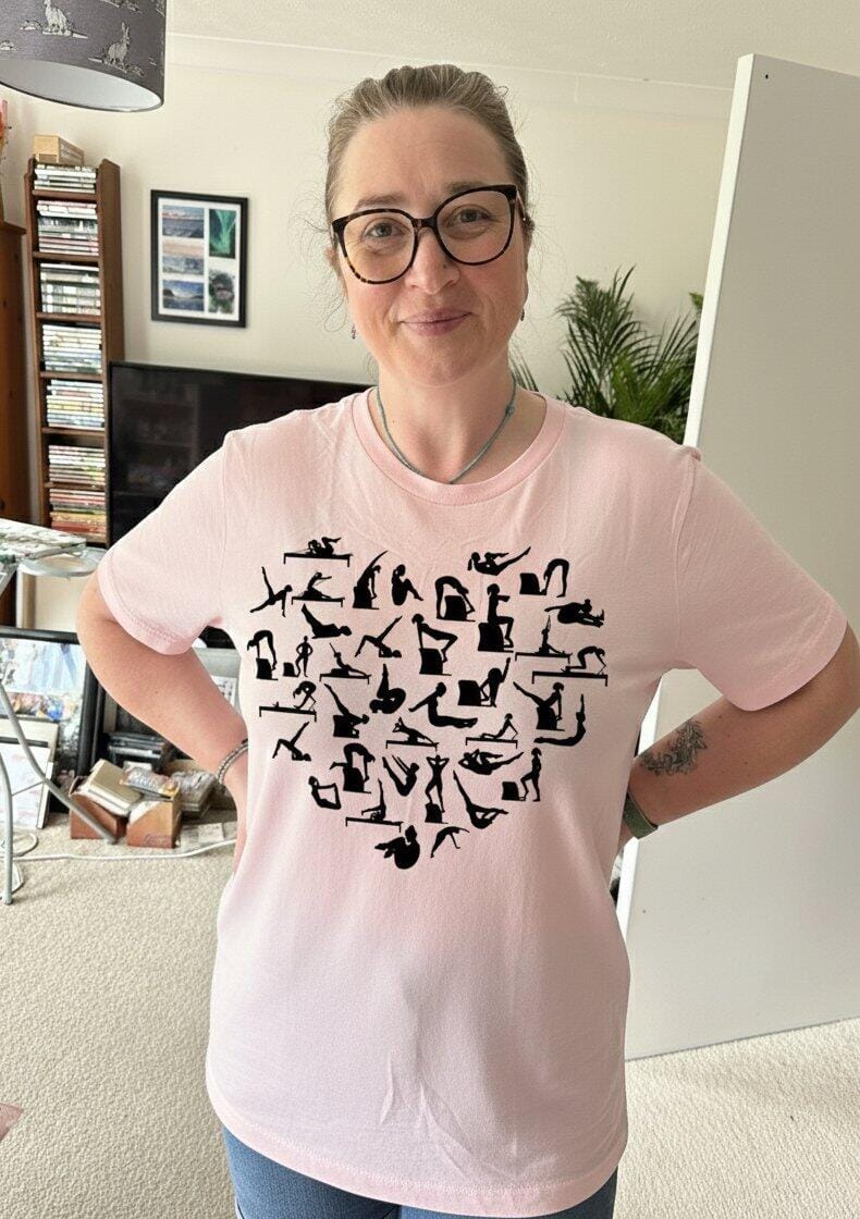 Customer photo review of Pilates Poses Heart T-shirt