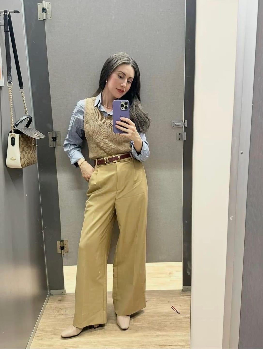 Customer photo review of Burgundy Genuine Leather Belt - Slim Gold Metal Buckle