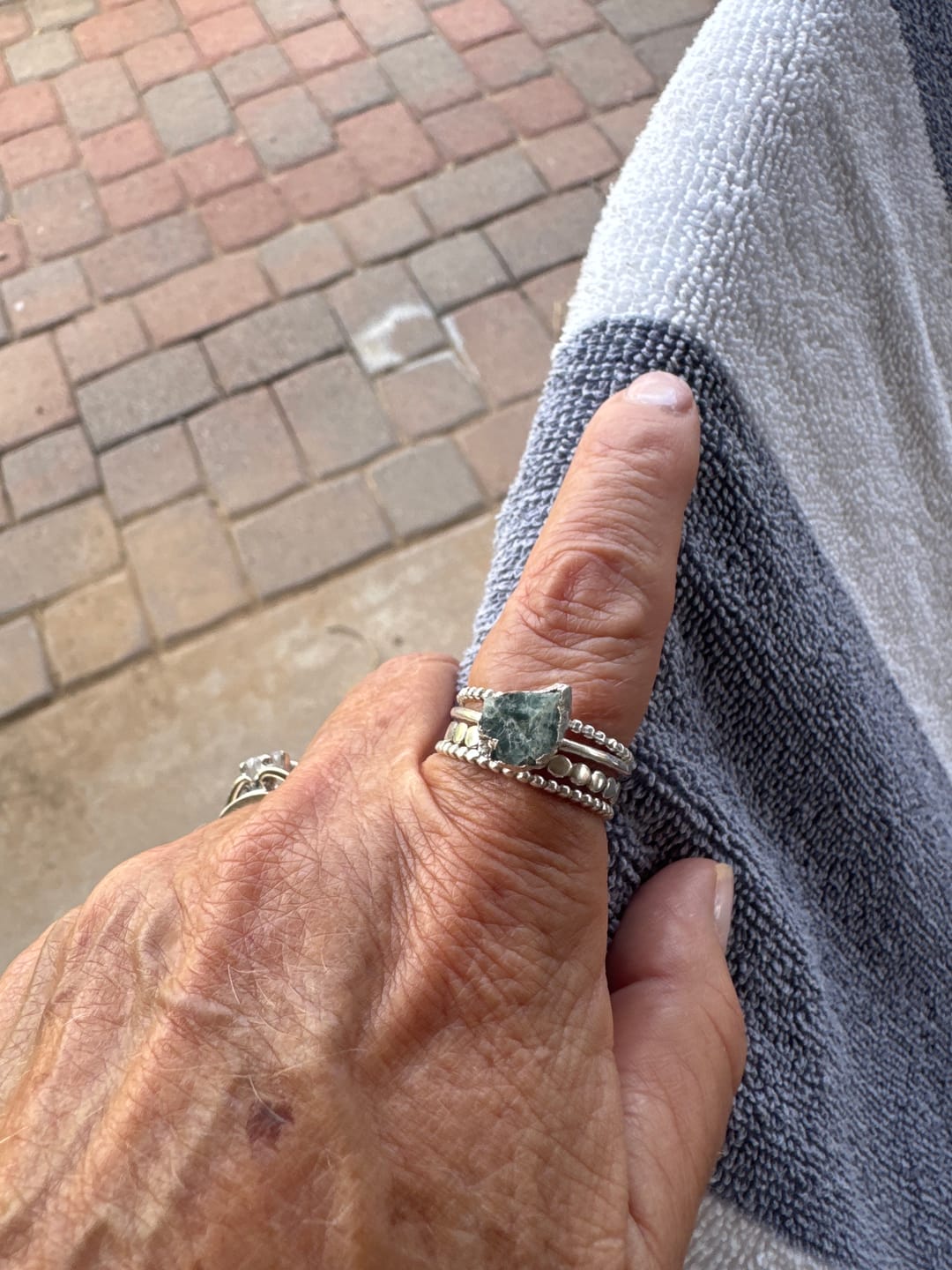 Customer photo review of Aquamarine Stacking Ring Set Sterling Silver