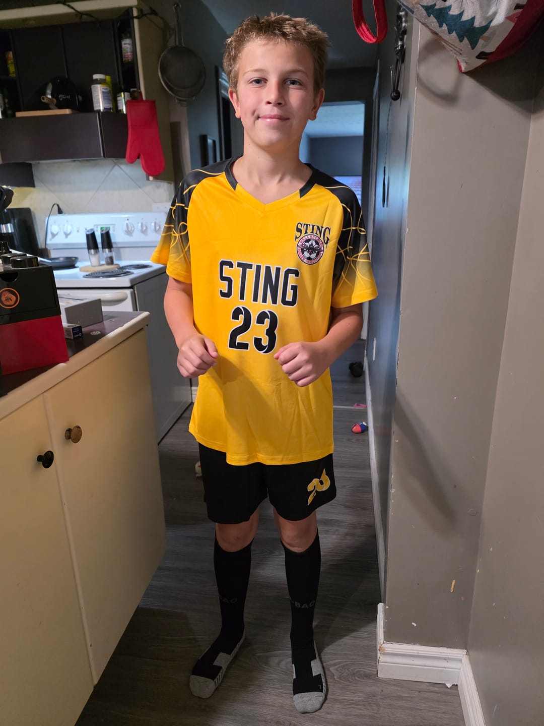 Customer photo review of Custom Gold Classic Soccer Training Sets Jersey For Adults/Kids