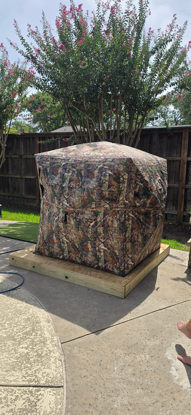 Customer photo review of VisX See Through 300D Hunting Blind 2-3 Person Pop Up Ground Deer Blind