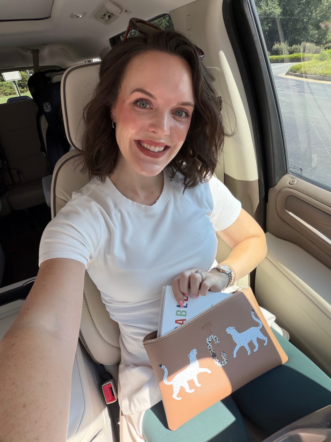 Customer photo review of #5 Tan with Cheetah Initial