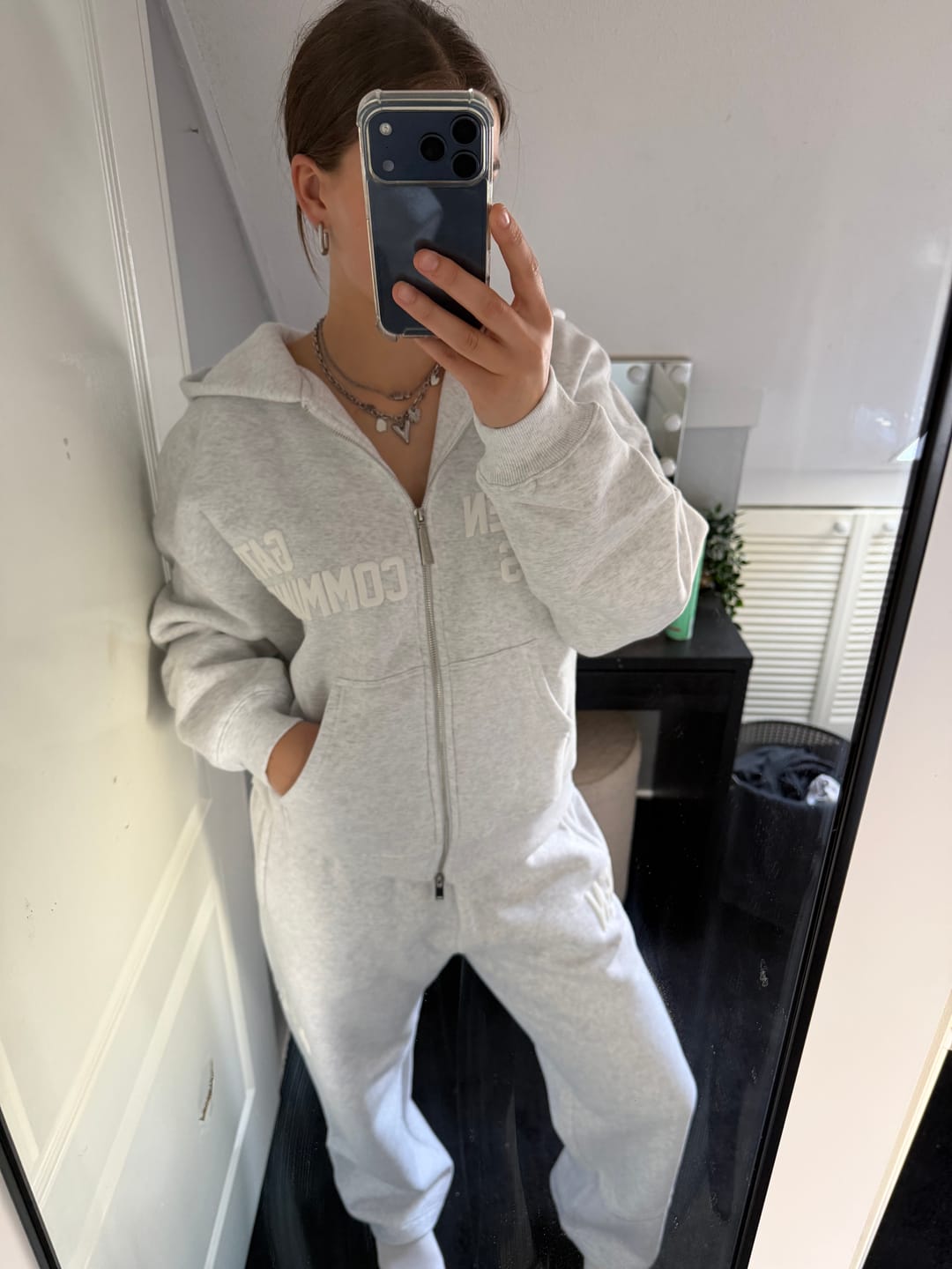 Customer photo review of GATED COMMUNITY ZIP HOODIE LIGHT GREY