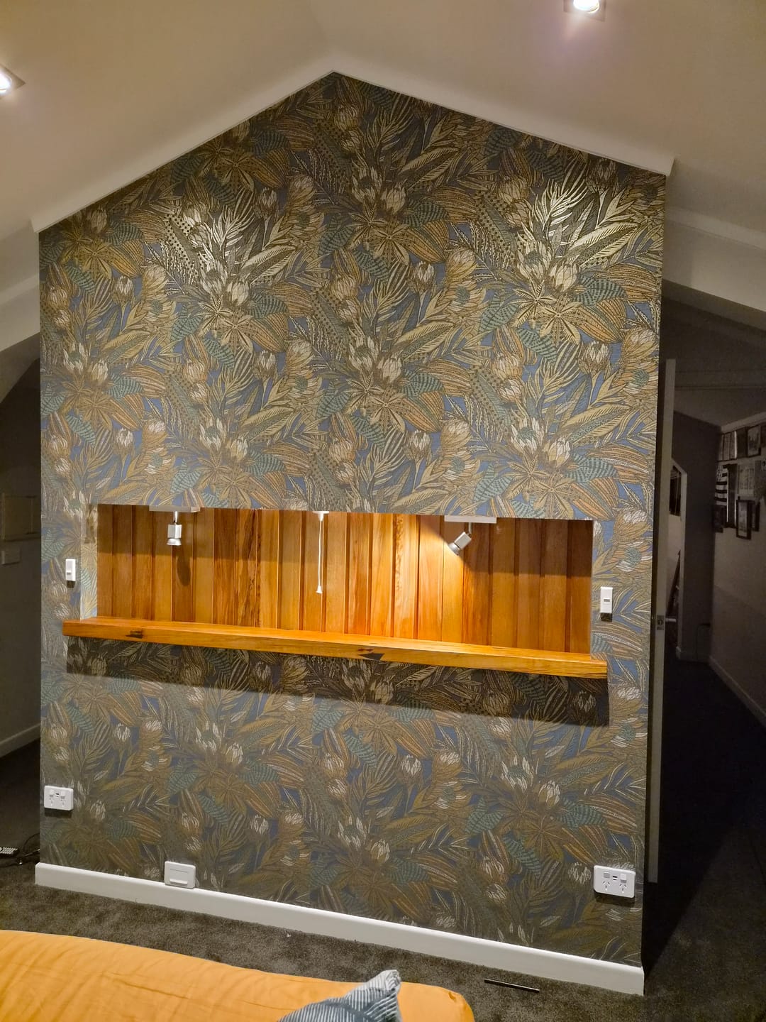 Customer photo review of Susara  - Protea Floral Metallic Wallpaper - Navy- Discontinuing