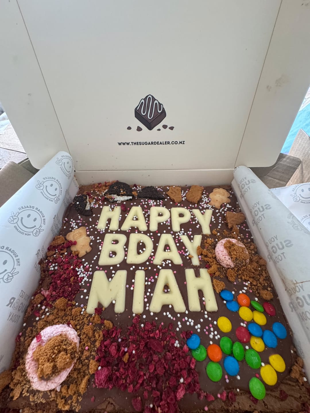Customer photo review of Custom message loaded brownie