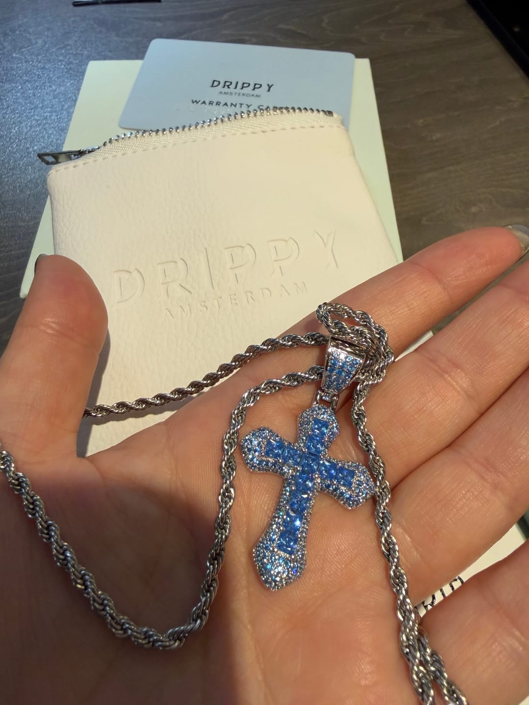 Customer photo review of BLUE CROSS PENDANT. - 925
