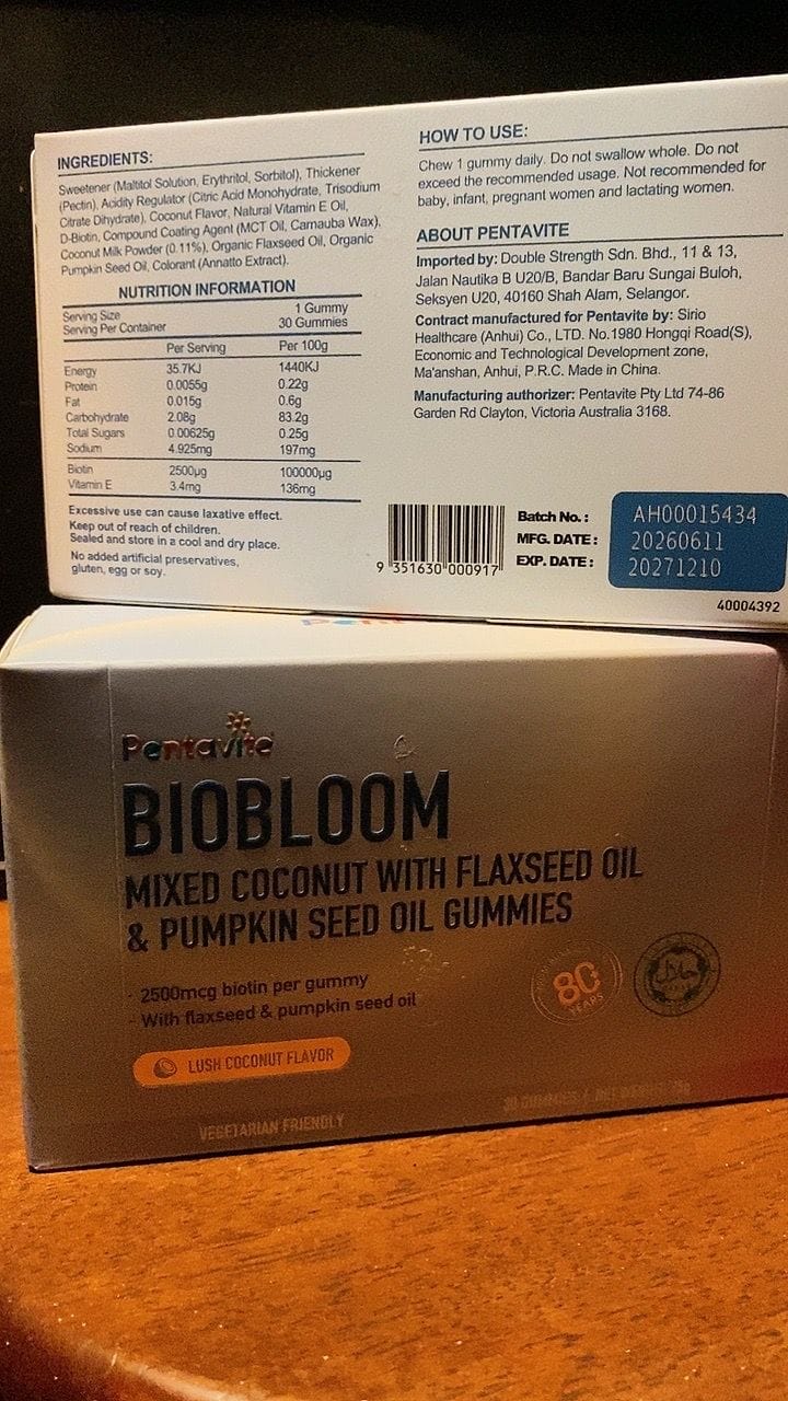 Customer photo review of Biobloom Mixed Coconut With Flaxseed Oil & Pumpkin Seed Oil Gummies