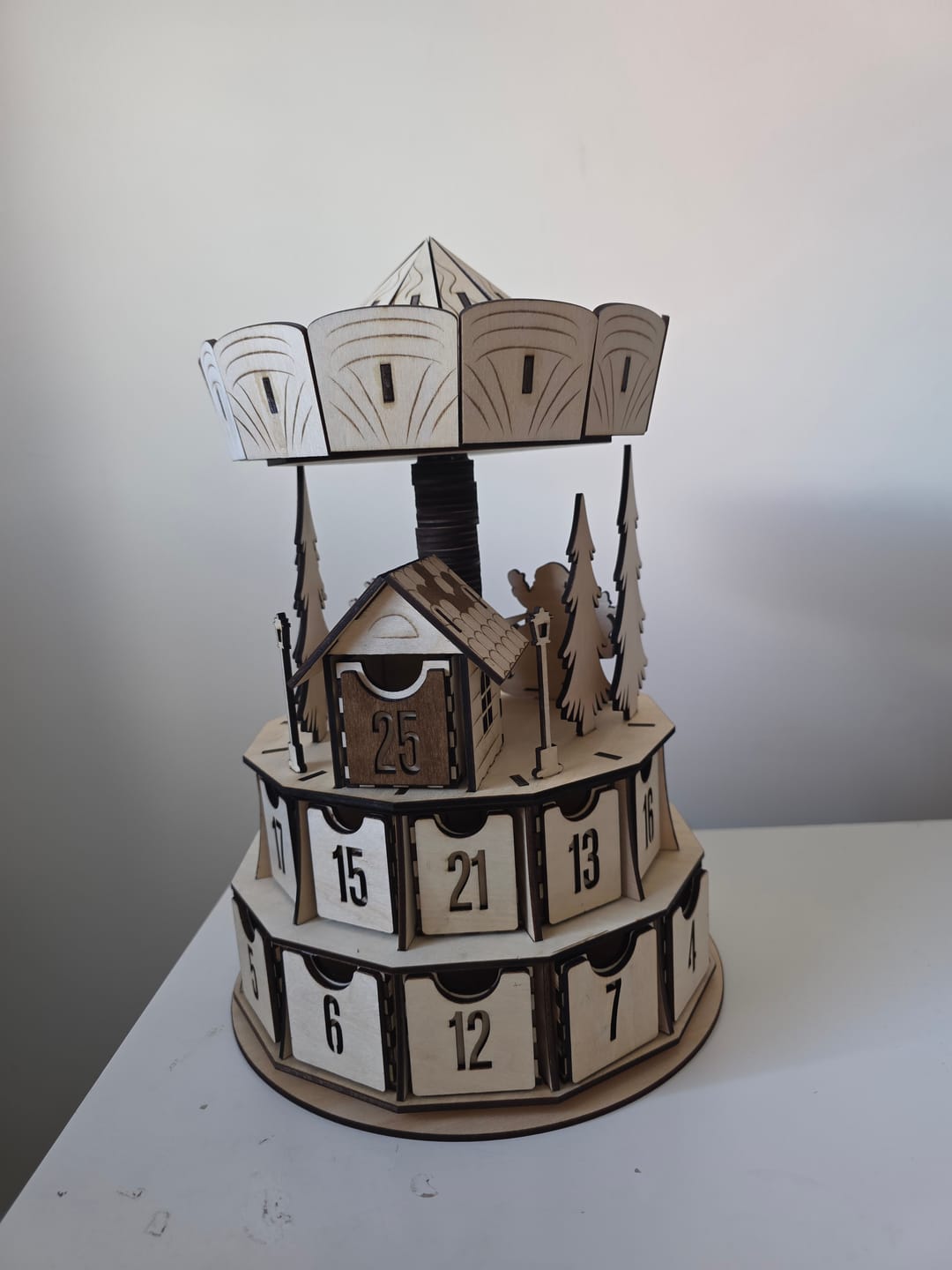 Customer photo review of Christmas Carousel Advent Calendar Laser Cut SVG