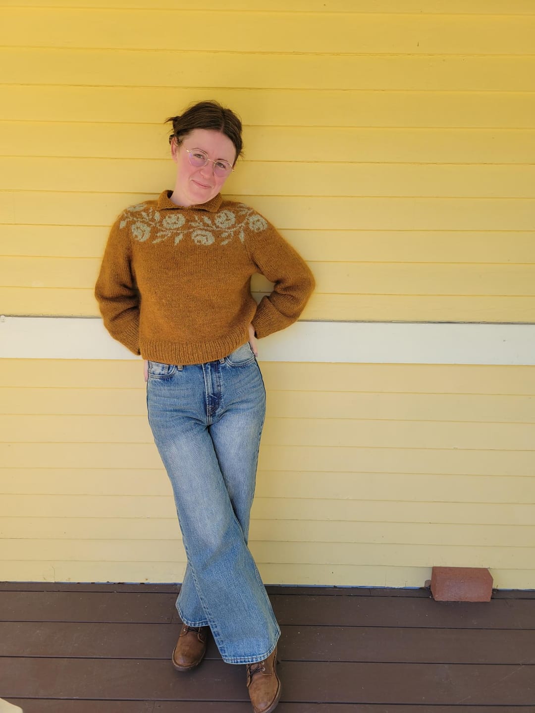 Customer photo review of 16oz Monroe II Wide-Leg jeans-Blue Cast