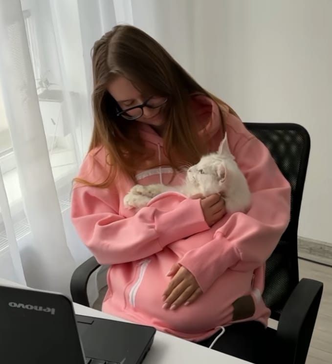 Customer photo review of Pet Peekaboo Pocket Hoodie