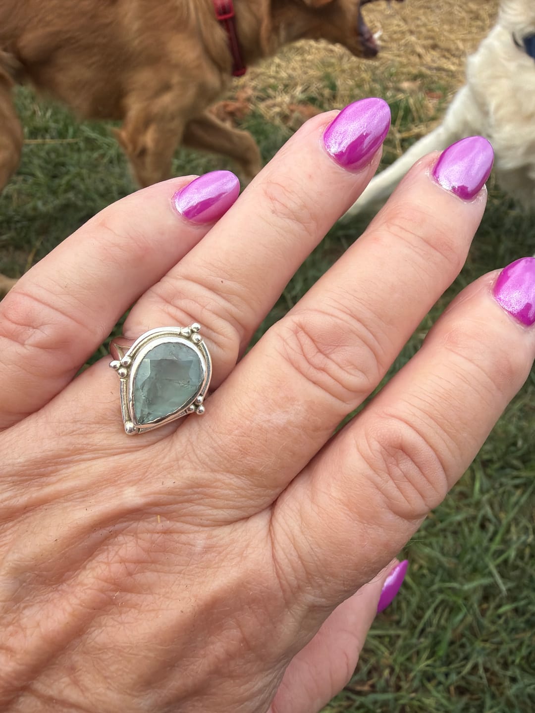 Customer photo review of Teardrop Aquamarine Ring Sterling Silver