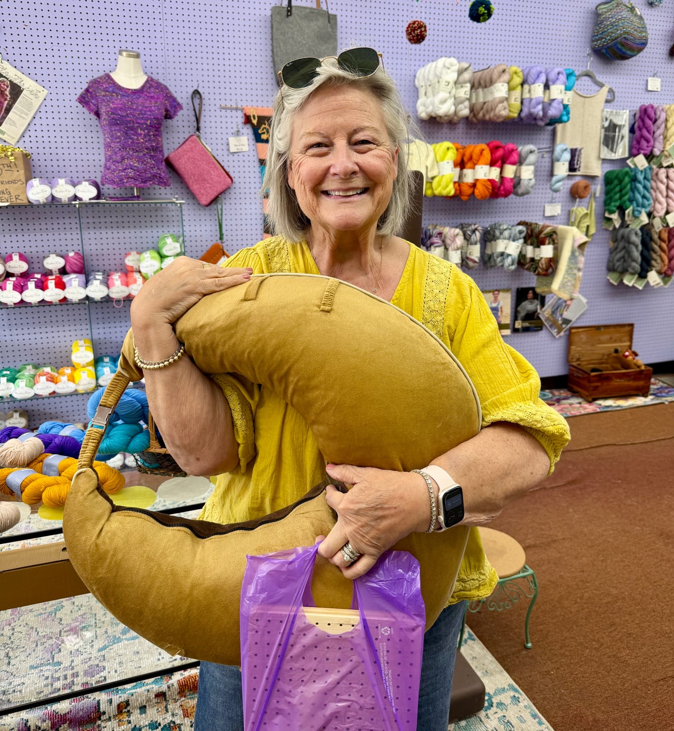 Customer photo review of Velvet Bronze/Mahogany Maker's Pillow