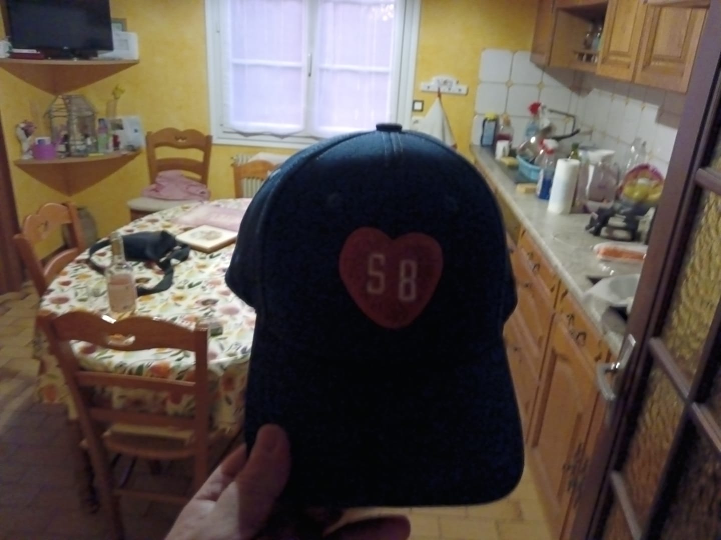 Customer photo review of Casquette en coton avec badge coeur SB bleu opale