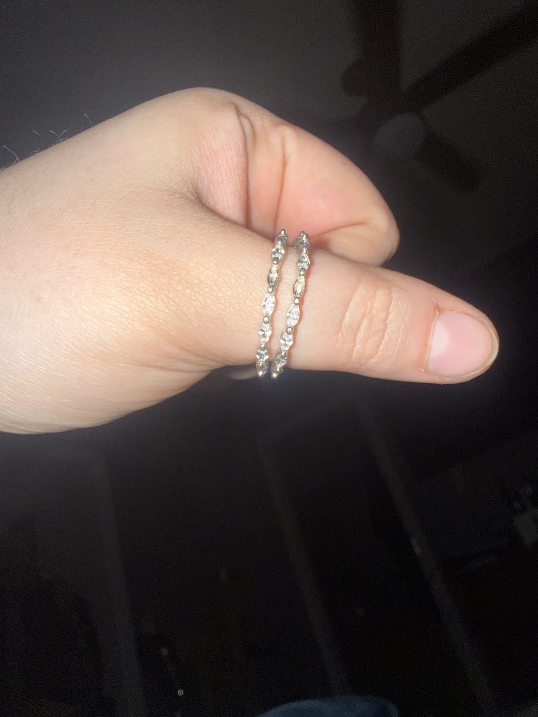 Customer photo review of Dimensional Oval Cut 5.0 Ct 3PC Ring 925 Sterling Silver Wedding Ring Set