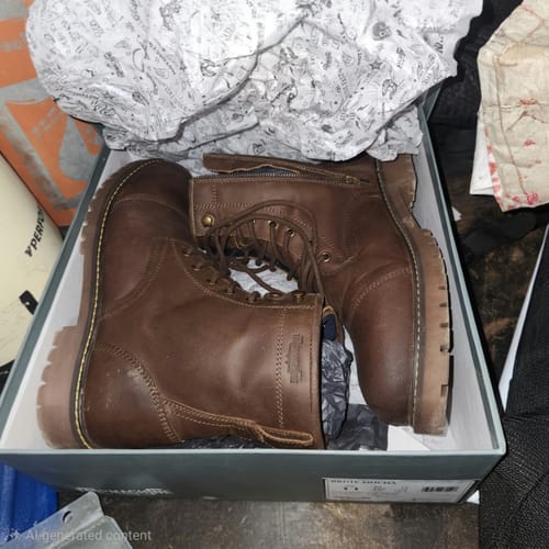 Customer photo review of boots brute mocha with slip on shoe protector