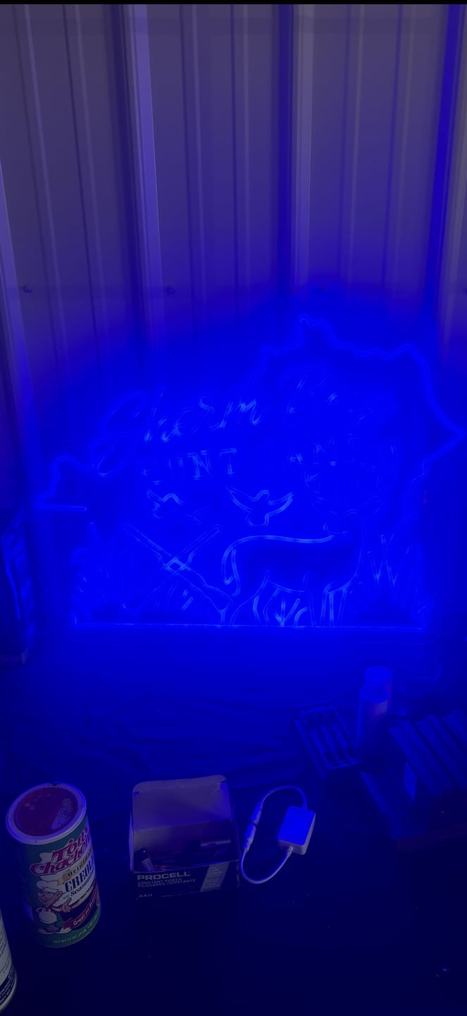 Customer photo review of Sherm Boys Hunt Camp - Premium Neon Artwork