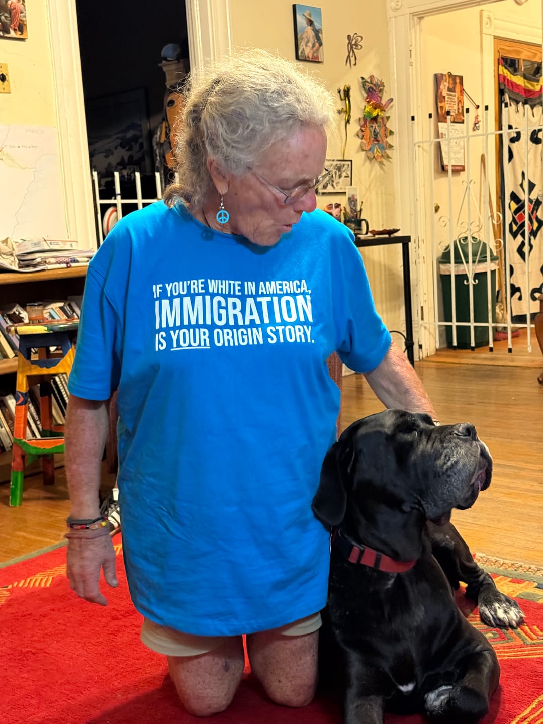 Customer photo review of If you're white in America, IMMIGRATION is your origin story Unisex Tee