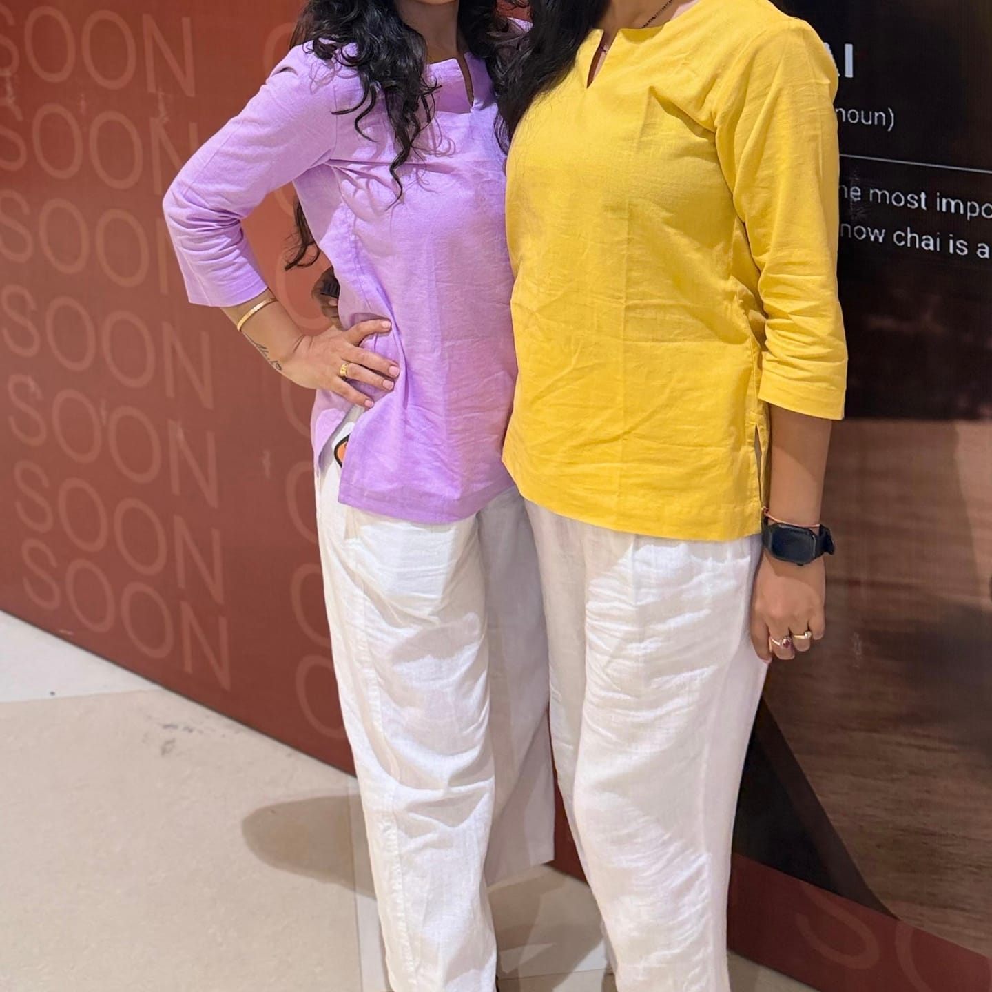 Customer photo review of Women Lilac Airy Linen Split Neck Short Kurta