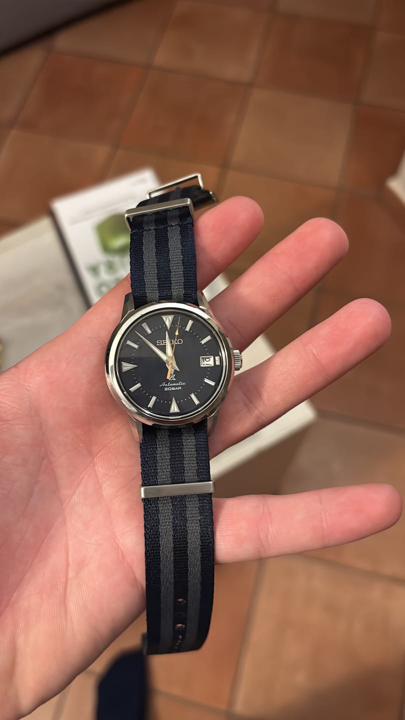 Customer photo review of Navy Blue Bond Premium Nylon Watch Strap
