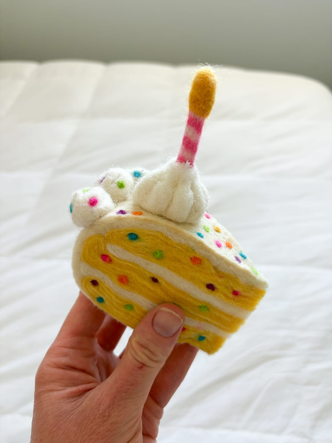 Customer photo review of Felt Confetti Cake Slice