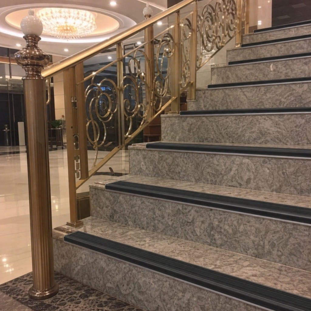 Customer photo review of Slimline Raked Back Stair Nosing 59x30mm Aluminium Cut to Any Size