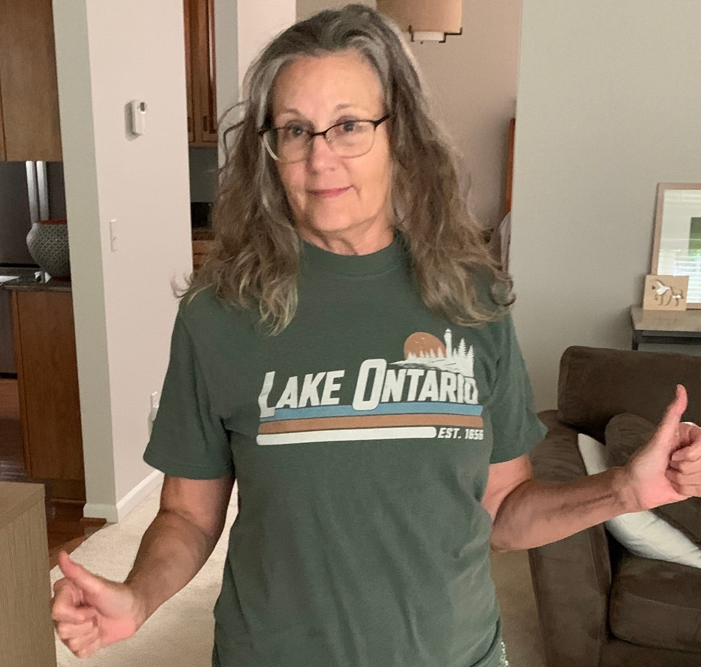 Customer photo review of Lake Ontario Retro Stripe T-Shirt