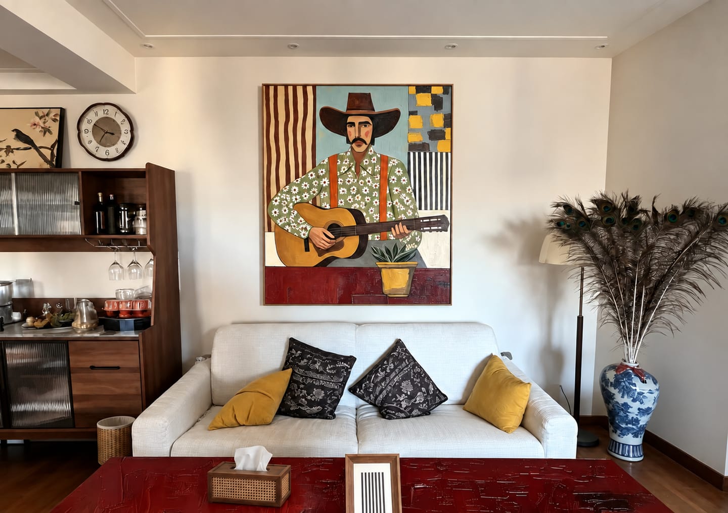 Customer photo review of Desert Melody-Cowboy Guitar Oil Painting
