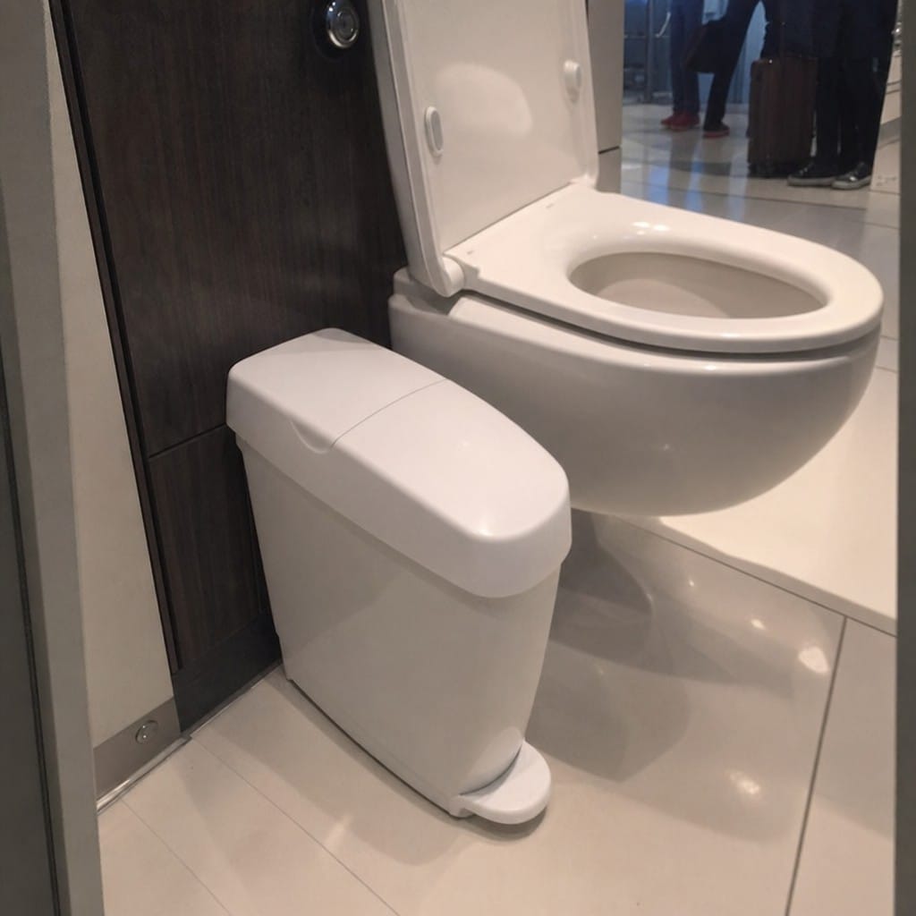 Customer photo review of White Pedal Operated Sanitary Bin, 15 Litre – Commercial Washroom Waste Disposal Unit