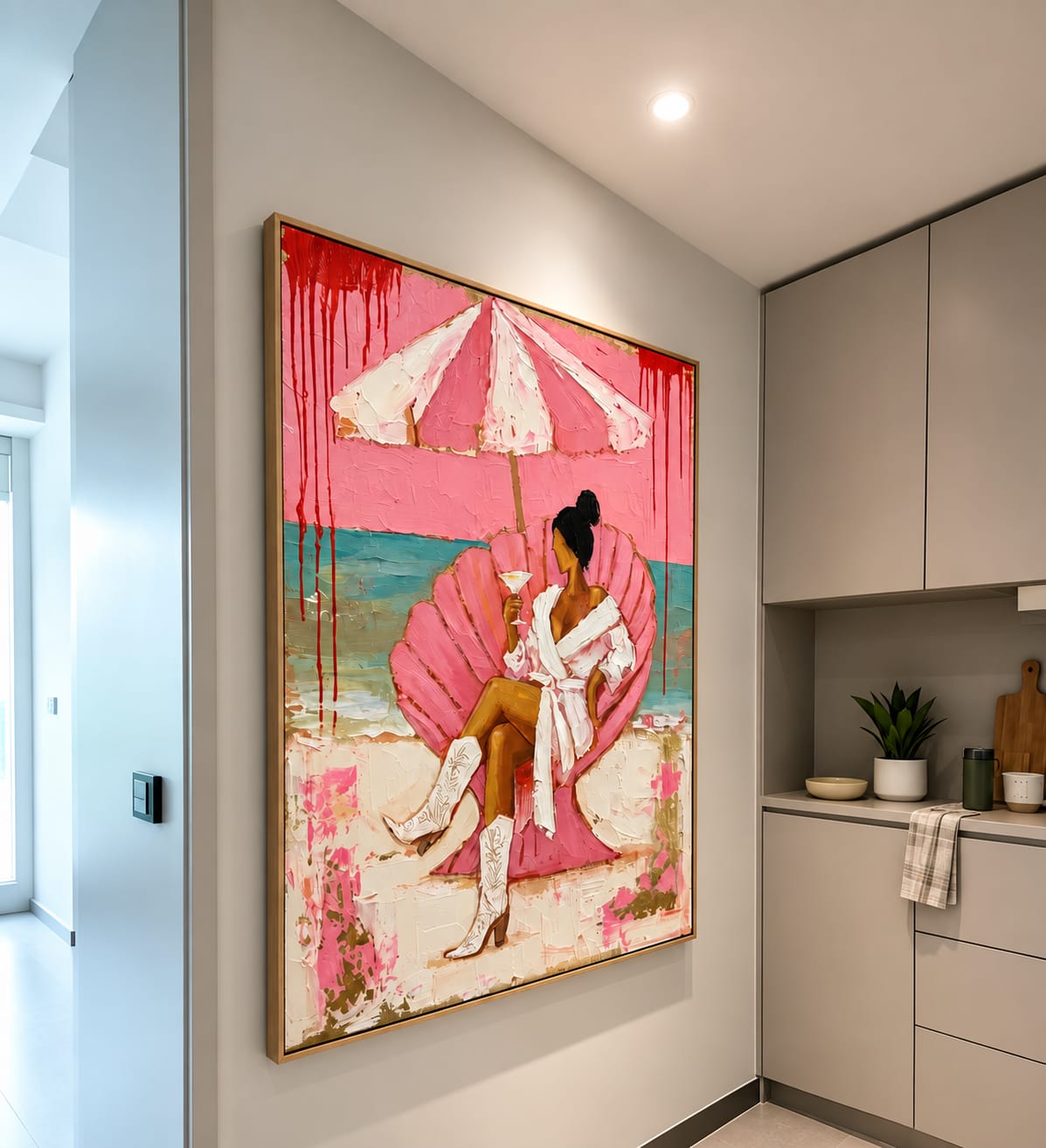Customer photo review of Pink Tide-Coastal Cowgirl Oil Painting