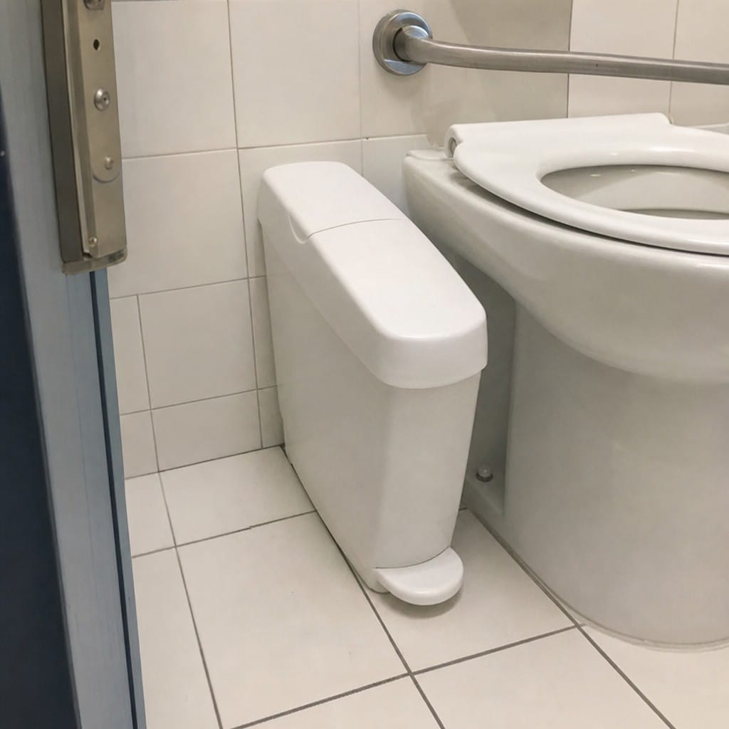 Customer photo review of White Pedal Operated Sanitary Bin, 15 Litre – Commercial Washroom Waste Disposal Unit