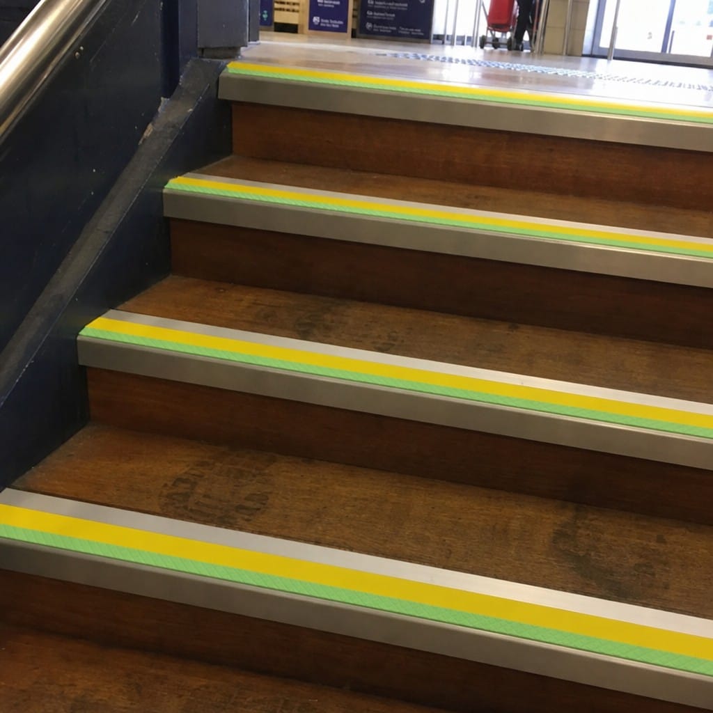 Customer photo review of Aluminium Stair Nosing 67x55mm Photoluminescent Square Edge, DDA Compliant
