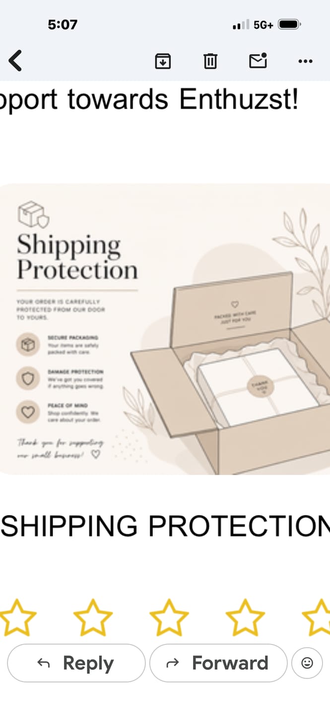 Customer photo review of SHIPPING PROTECTION