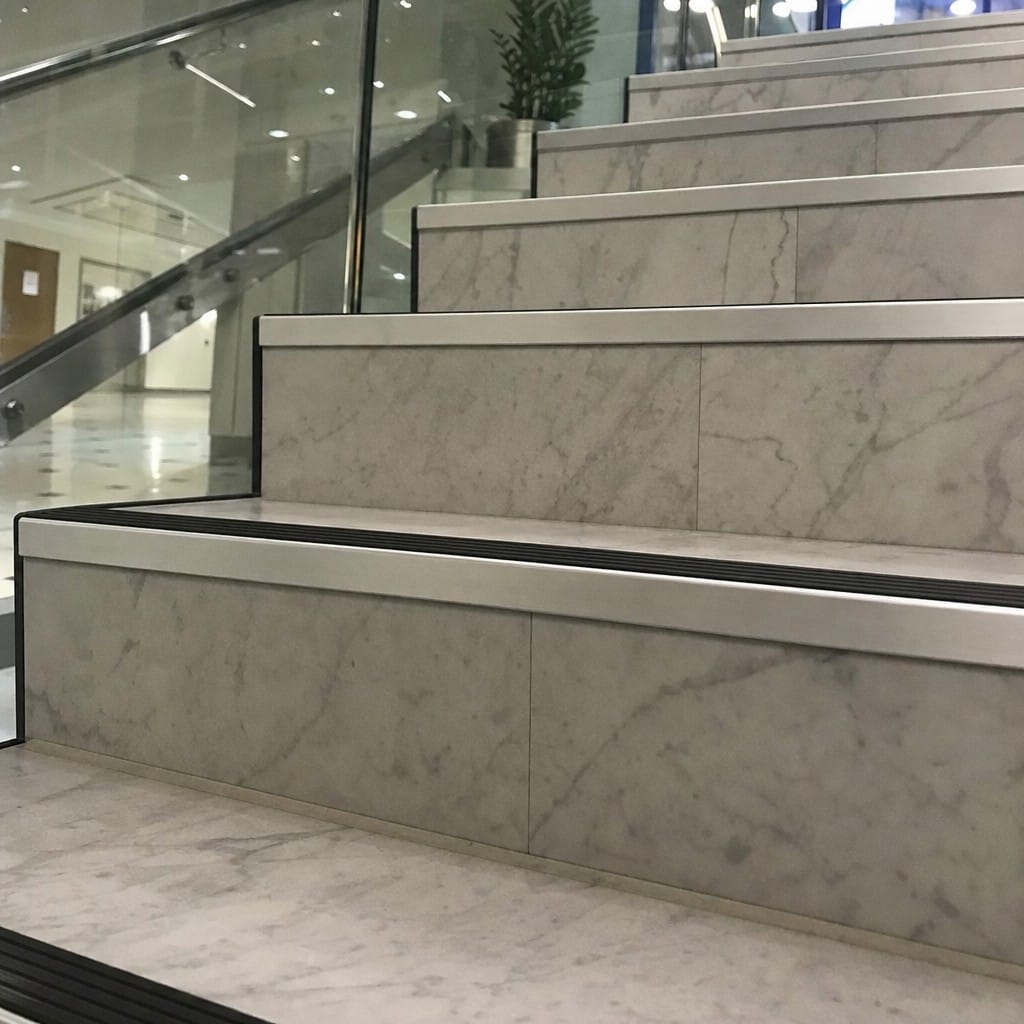 Customer photo review of Slimline Square Back Stair Nosing 59x30mm Aluminium Cut to Any Size