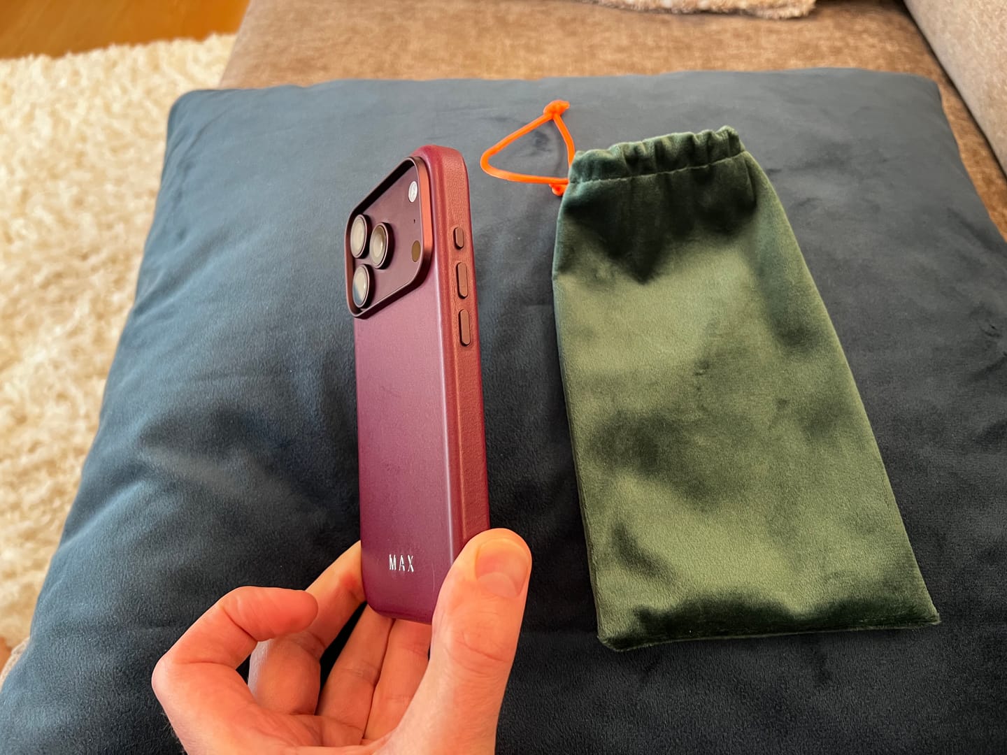 Customer photo review of iPhone 18 Pro Leather Case - MagSafe - Cherry