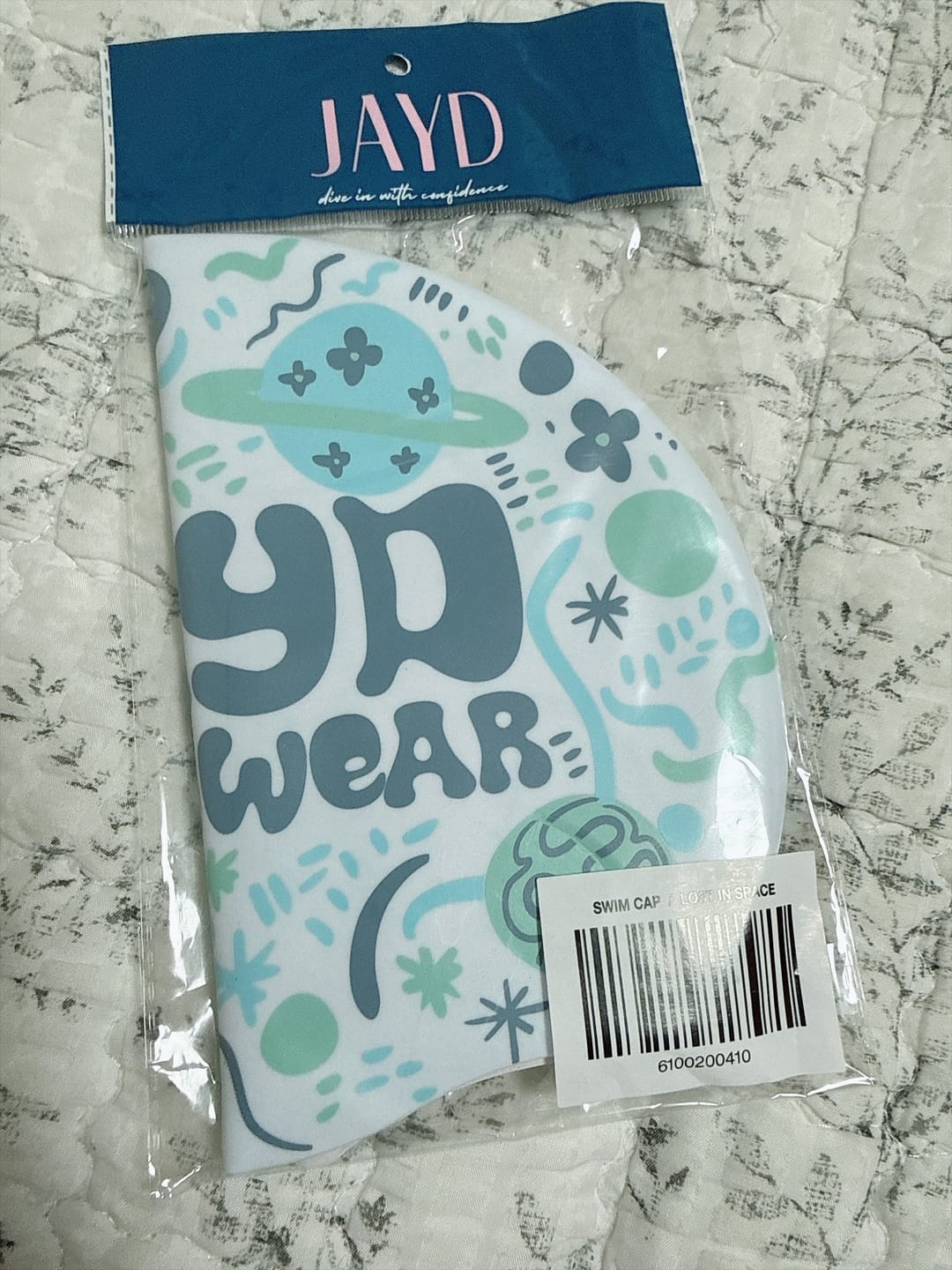 Customer photo review of JAYD Swim Cap - Lost In Space