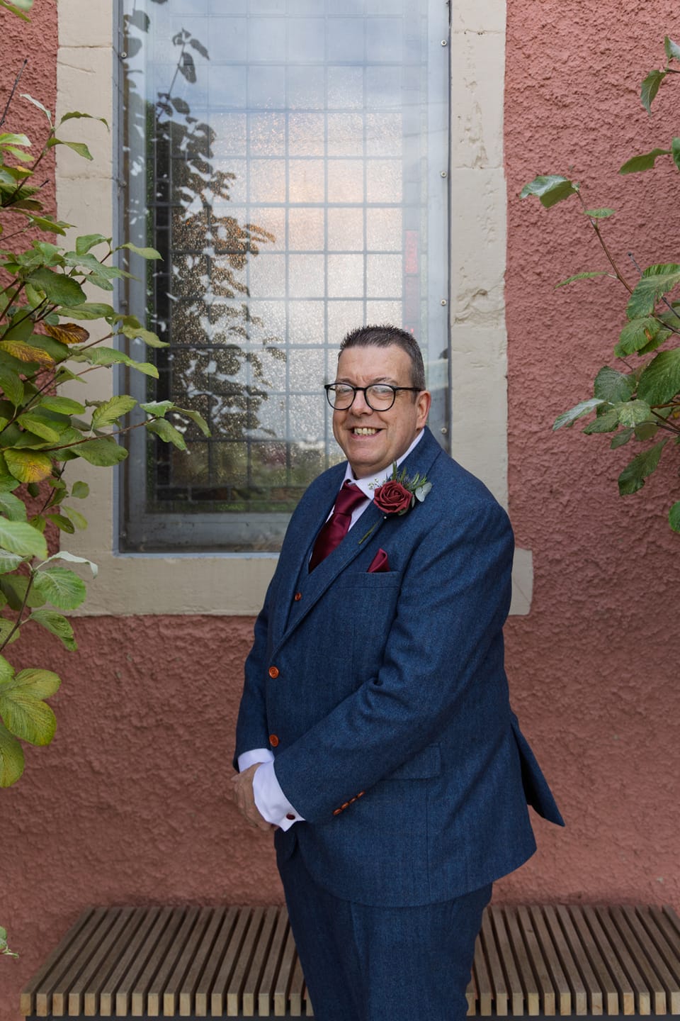 Customer photo review of Blue Herringbone Tweed 3 Piece Suit