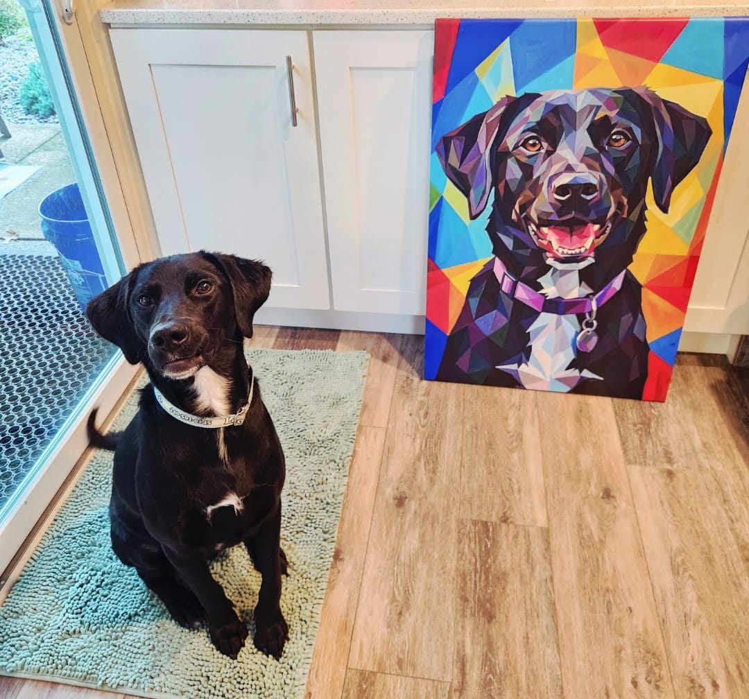 Customer photo review of Custom Pet Portrait - Cubist Style