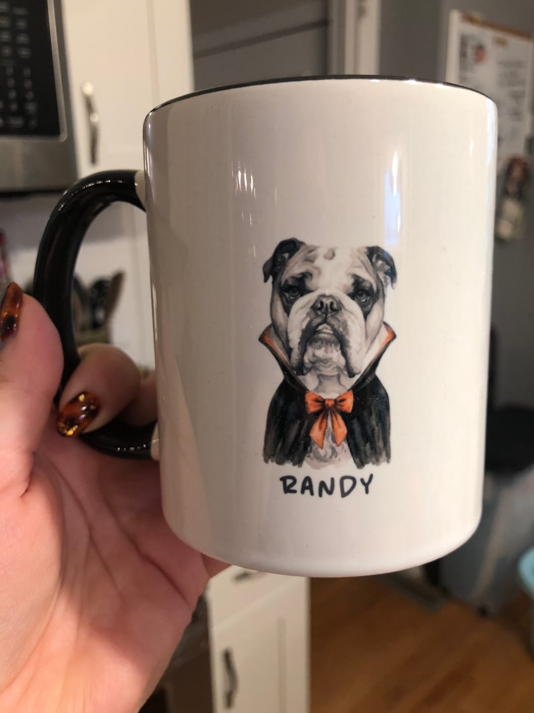 Customer photo review of Furry Vampire — Personalized Pet Halloween Mug