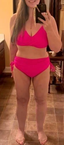 Customer photo review of Emoswim - Damen High Waist Bikini-Sets Kordelzug Bauchweg Badeanzüge Criss-Cross Rückenbindung Bademode