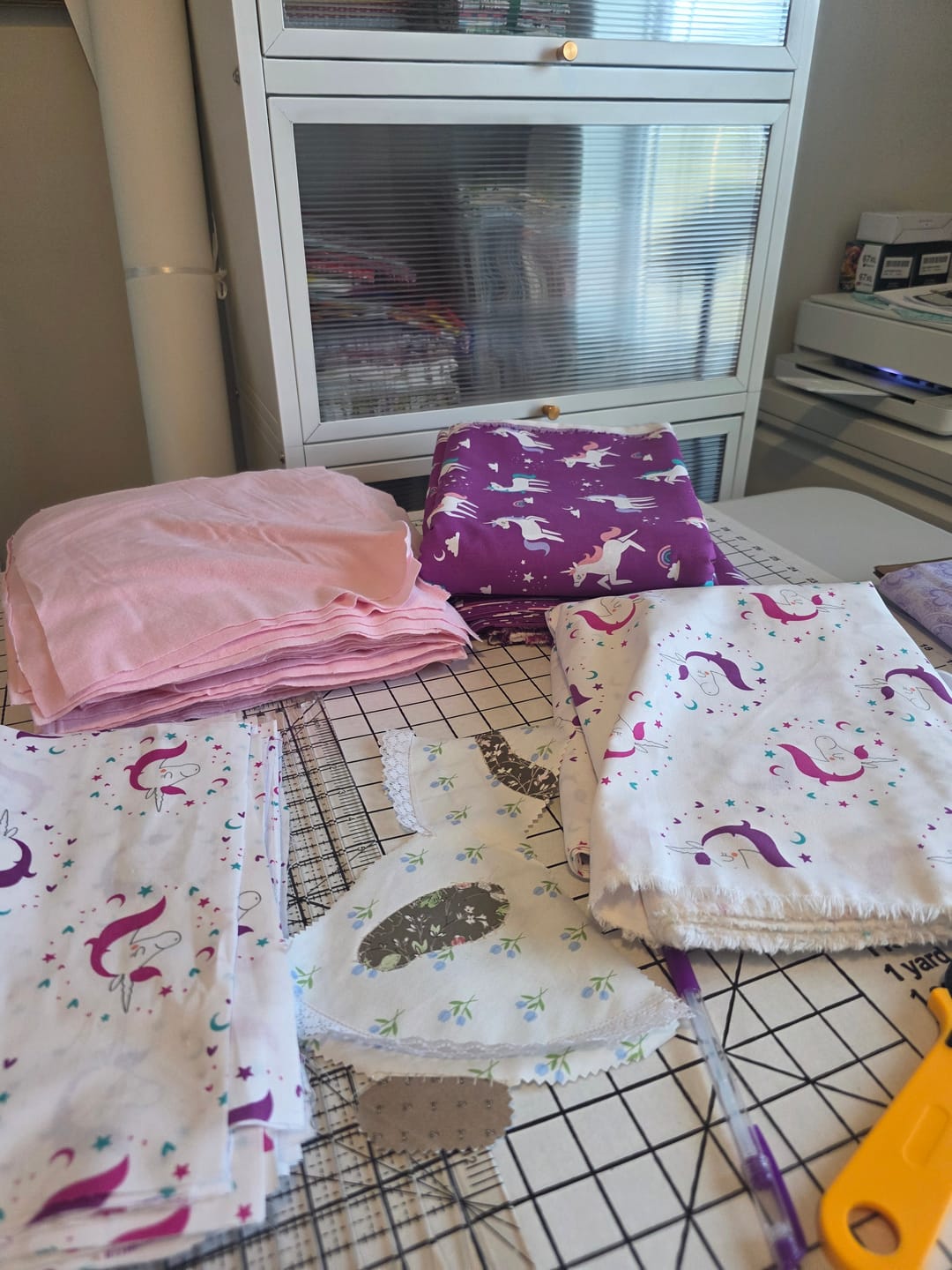 Customer photo review of CLEARANCE - $25 Whole 8 Yard Bolt Liquidation Camelot Emma & Mila Unicorn Iris