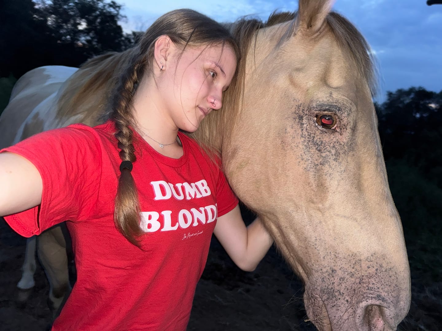 Customer photo review of dumb blonde baby tee