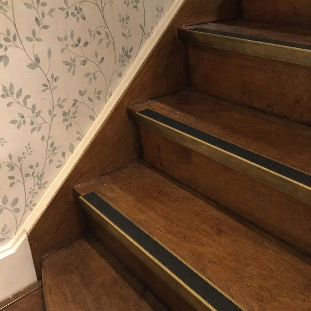 Customer photo review of Solid Brass Stair Nosing with Carborundum Insert Cut to Any Size