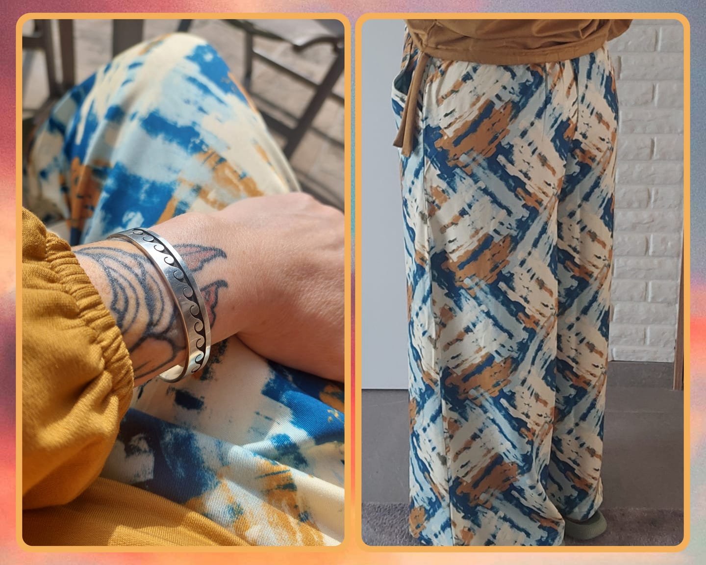 Customer photo review of Holly | Hose mit Bindeband & weitem Bein | senfgelb/blau