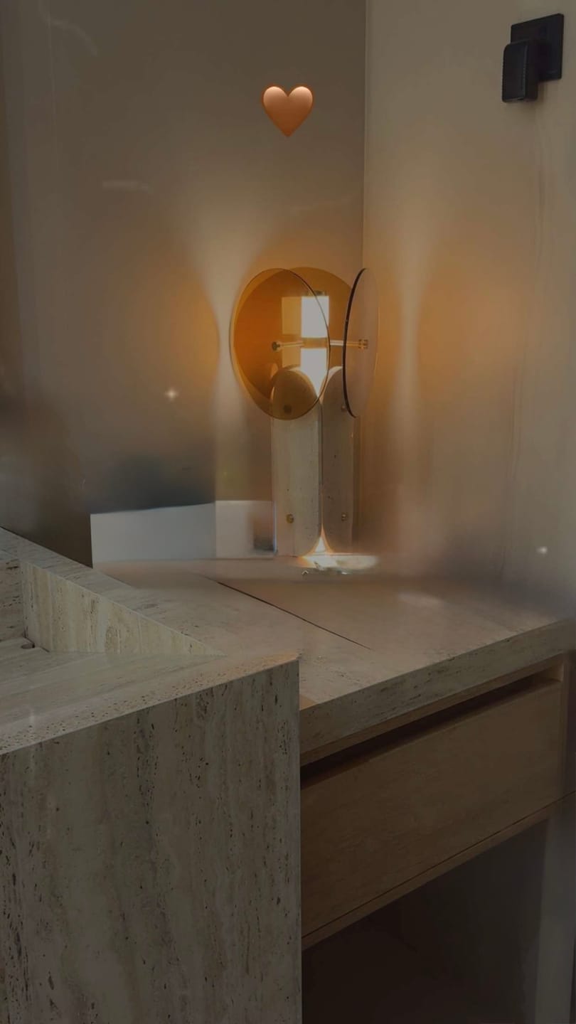 Customer photo review of Brass Aluminum And Travertine LED Table Lamp MT21955-3-280