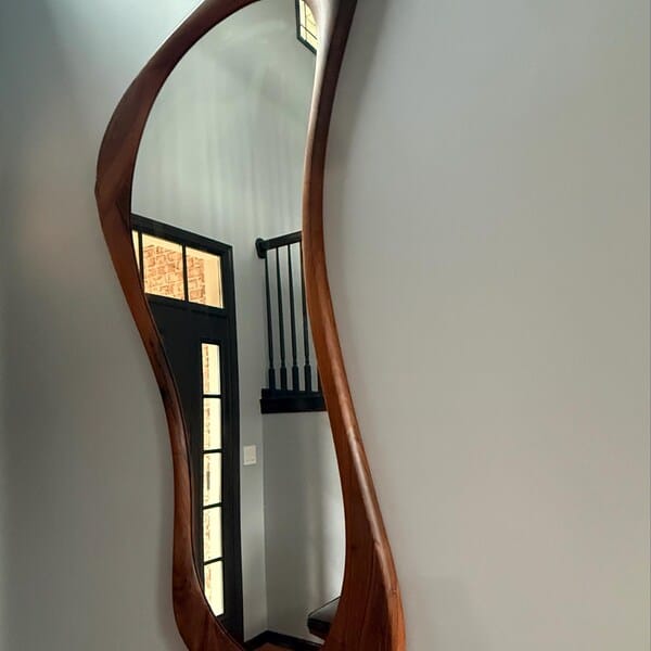 Customer photo review of Walnut Asymmetrical Wall Mirror – Luna