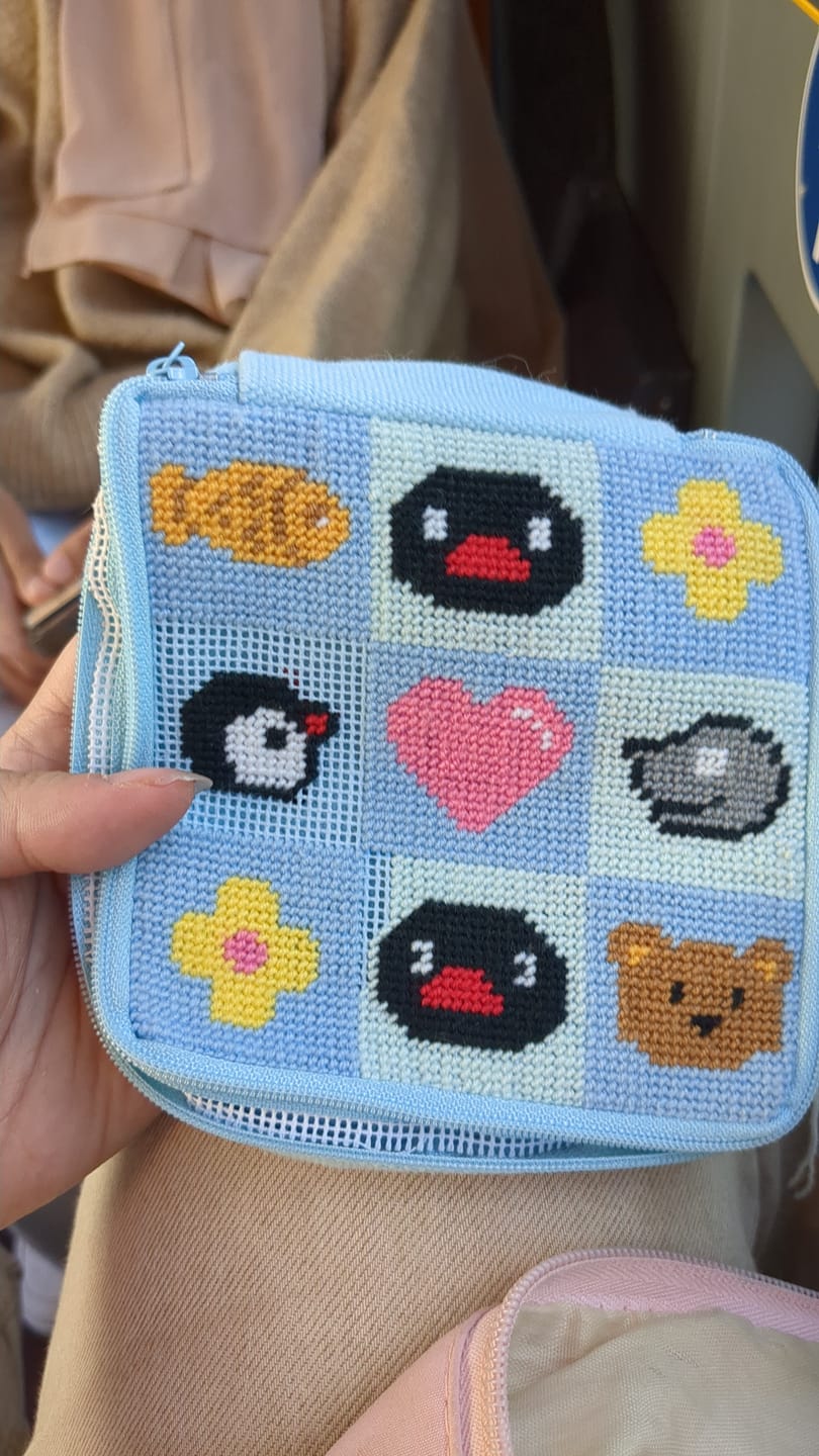 Customer photo review of PINGU™ & FRIENDS - Needlepoint Pouch Kit