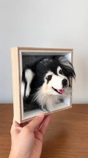 Customer photo review of Custom 3D Felted Cat Frame Portrait